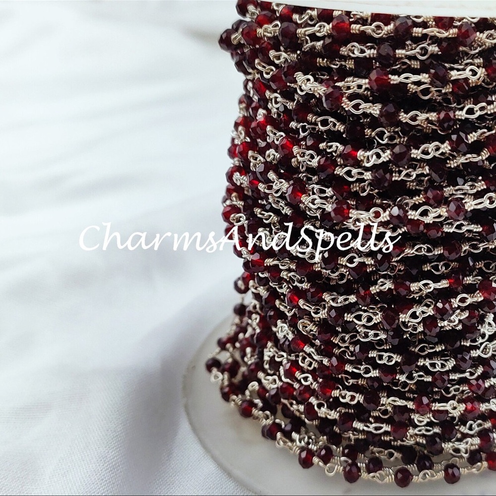 Red and Silver garnet chain for jewelry